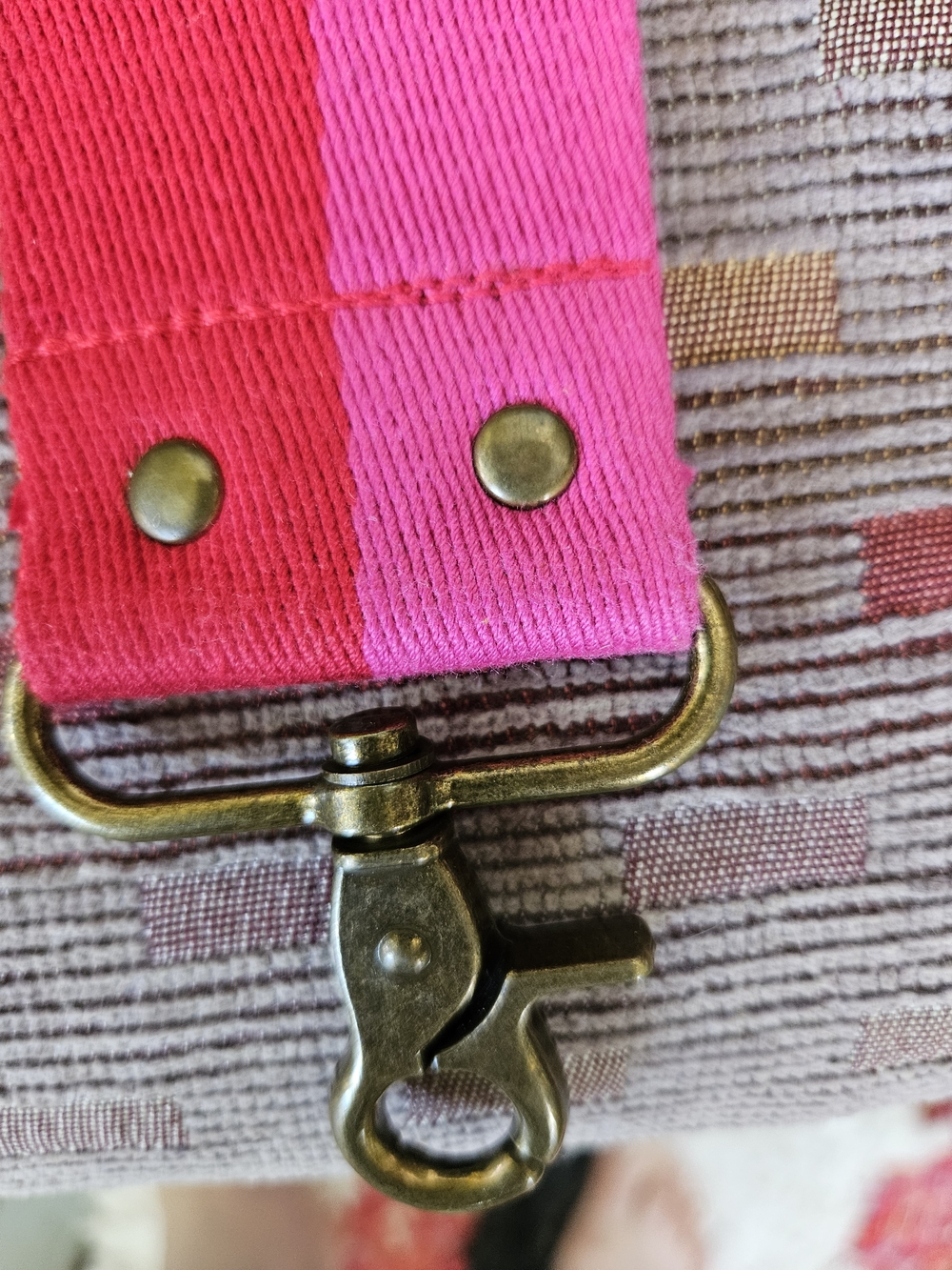 Parker Thatch Adjustable Pink and Red Stripe Crossbody Strap - Picture 5 of 6